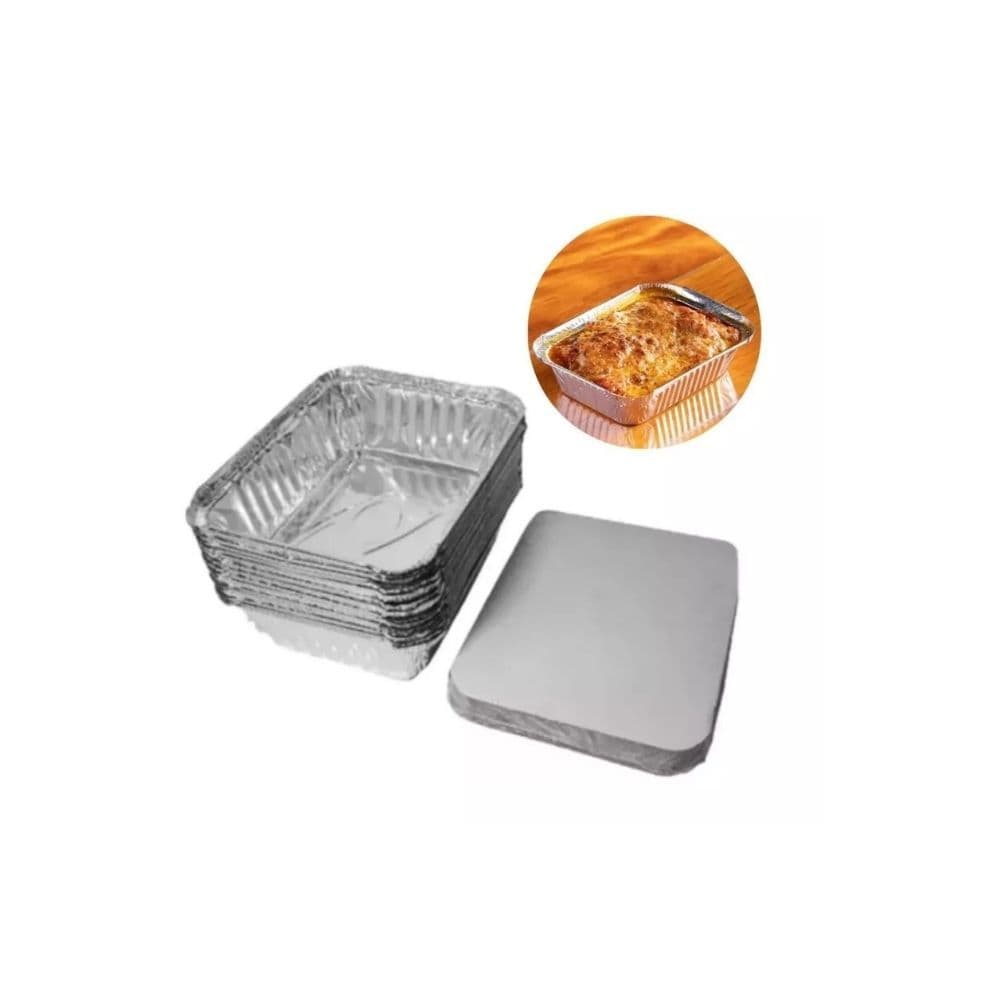 Kit 10 Marmitinhas de Alumínio (Wyda) 500ml com Tampa | Forma Descartável para Marmita e Delivery