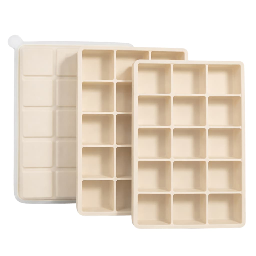 SYMEON Kit 3 Forma de Gelo Branca de Silicone C/ Tampa 15 Cubos