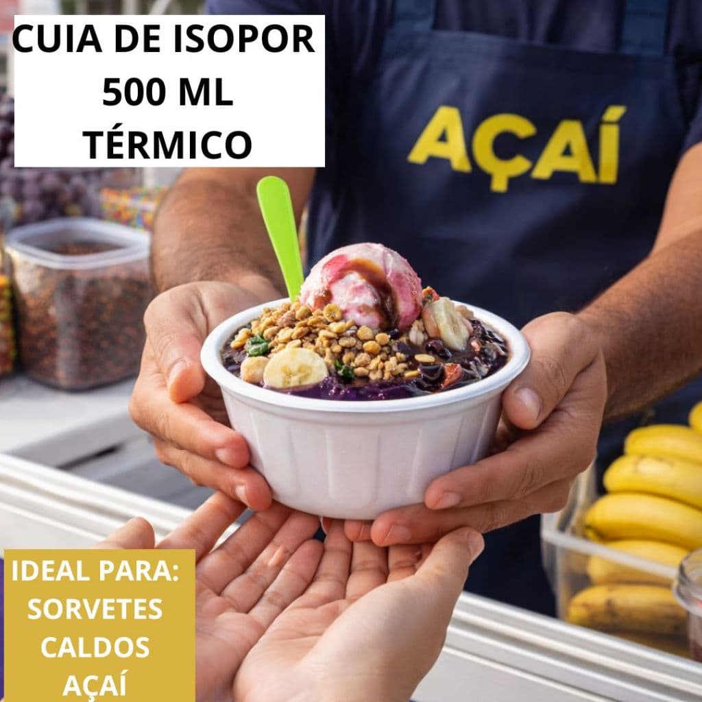 Pote Isopor 500ml Cuia Térmico Cumbuca Descartável Ultratherm Embalagem, Para Caldo Sopa Delivery
