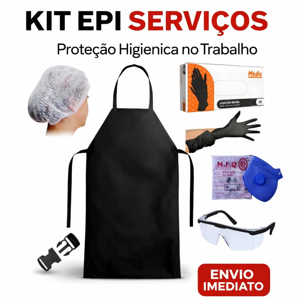 Kit Limpeza Cozinha epi completo servicos gerais luva nitrilica touca avental
