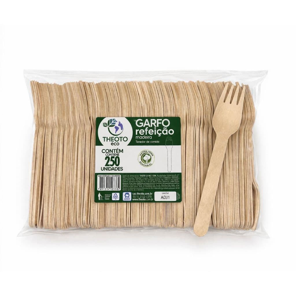 250 Garfos de Refeição em madeira - Tamanho 16 cm  - Descartável e Biodegradável a (granel) - marca Theoto festa eventos
