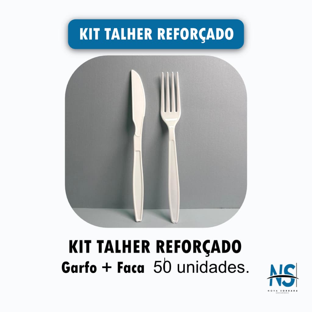 Kit 50/100 Talheres Descartáveis Reforçados (Garfo e Faca) - Premium para Delivery, Resistente