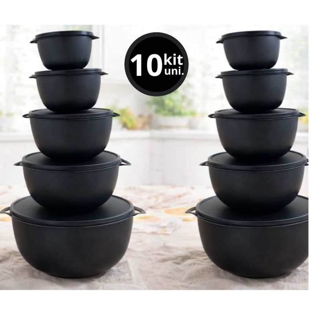 Kit Bowl 10 Peças com Tampa Hermética | Potes Multiuso para Cozinha | Vai ao Freezer e Micro-ondas | Organizadores de Al