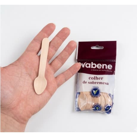 Colher de sobremesa de bambu biodegradável mini 9cm 50 / 100 / 200 und