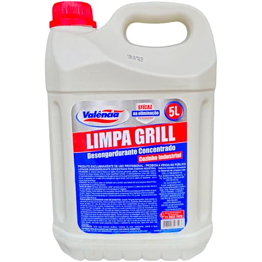 Limpa Grill Valência 5L- Desengordurante Concentrado Cozinha Industrial