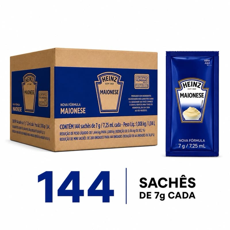 Caixa de Maionese HEINZ 144 sachês