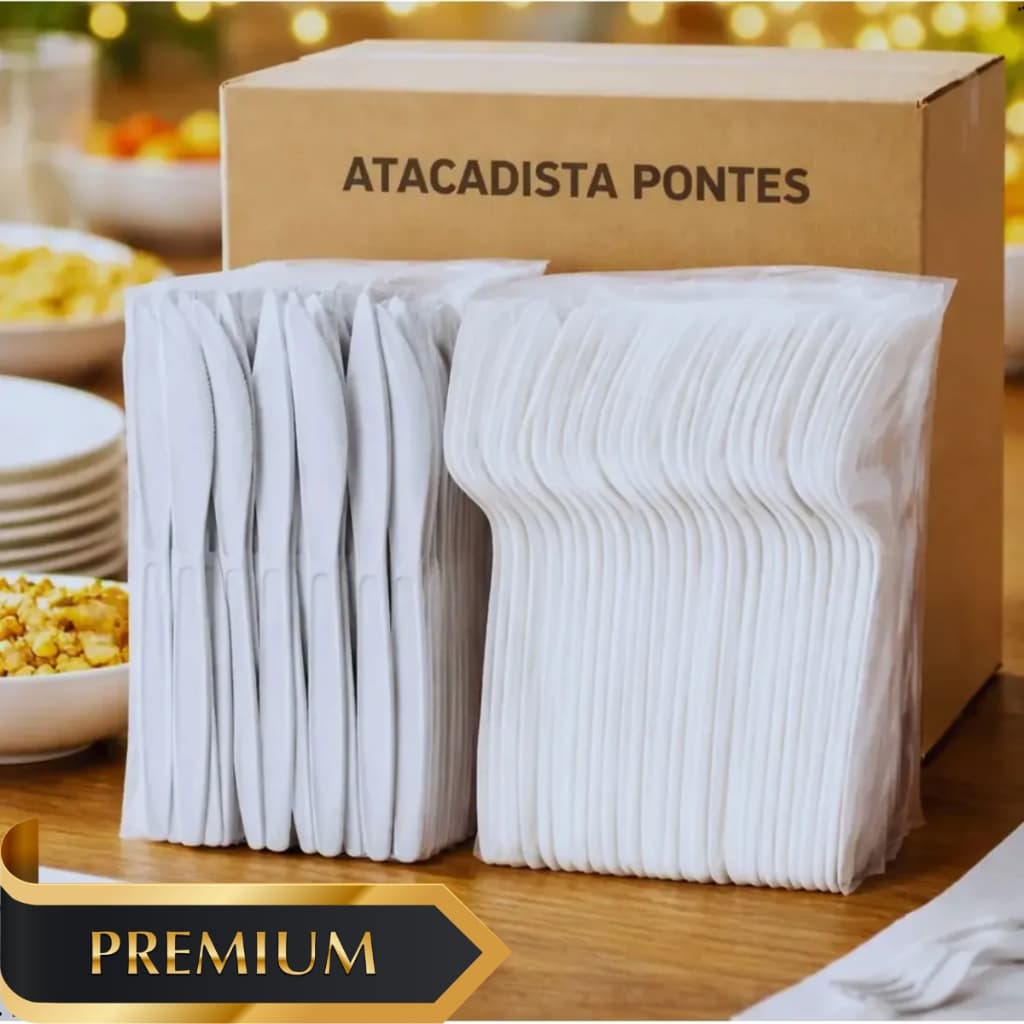 TALHER DESCARTÁVEL GARFO E FACA REFEIÇÃO REFORÇADO PARA CHURRASCO FESTA