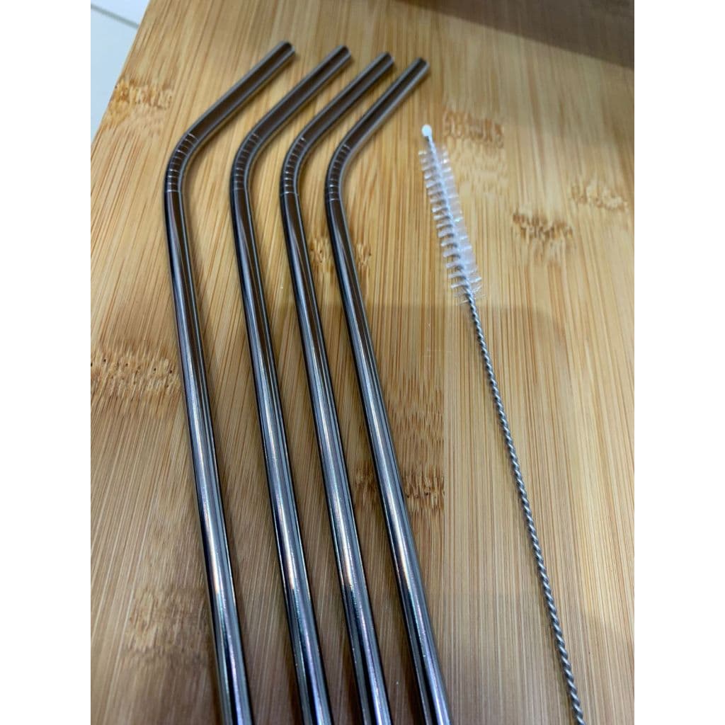 Kit 4 Canudos em Aço Inox Reutilizáveis com Escova de Limpeza 26,5 cm