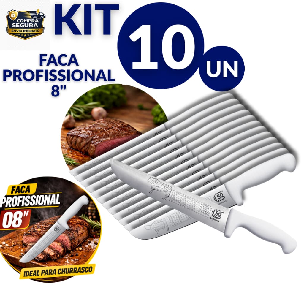 Faca Profissional 8 Polegadas Aço Inox Corte Preciso Churrasco Cozinha Durabilidade Chef Premium