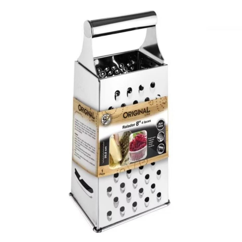 Ralador De Legumes Queijo Frutas Em Aço Inox 4 Faces 8" 20,5 cm