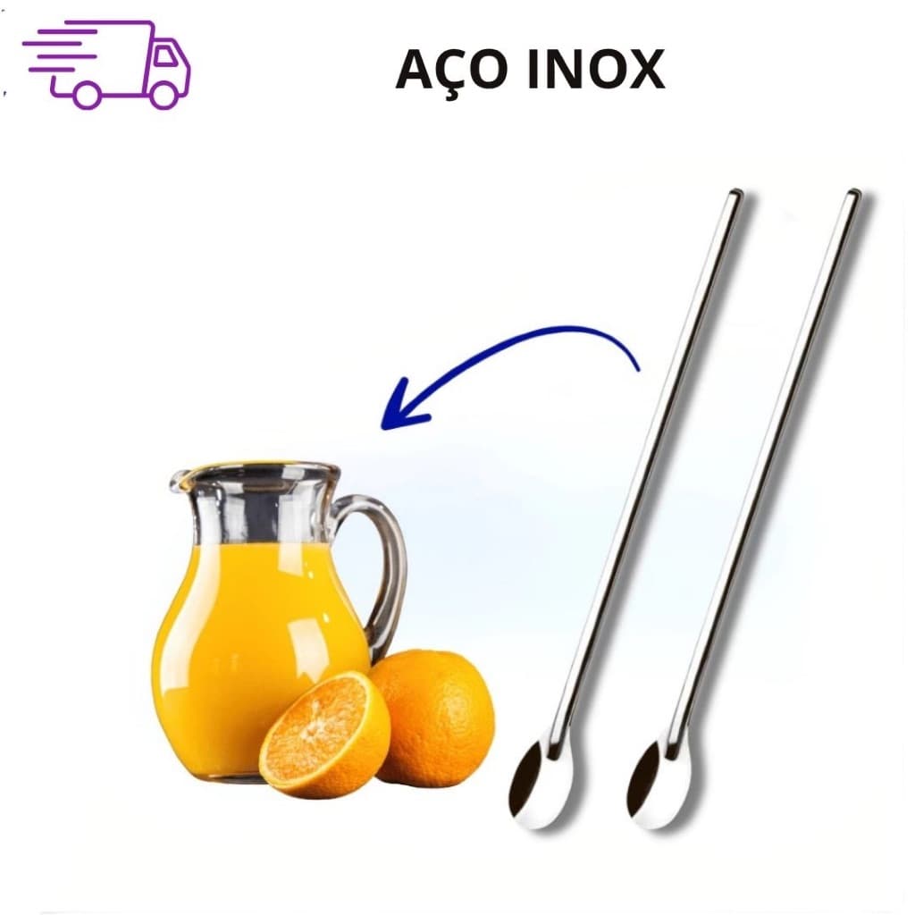 Colher Bailarina Para Suco Drinks Em Aço Inox 30cm Grande
