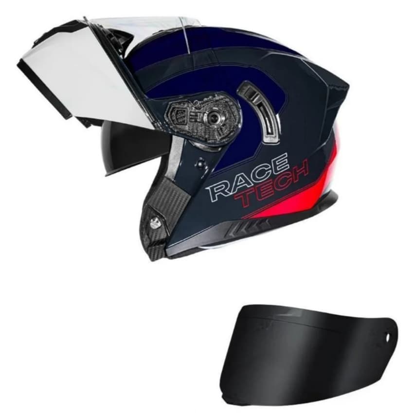CAPACETE RACE TECH OFERTA BARATO ARTICULADO COM VISEIRA INTERNA SIGNAL ACTIVE + VISEIRA FUME E CRISTAL
