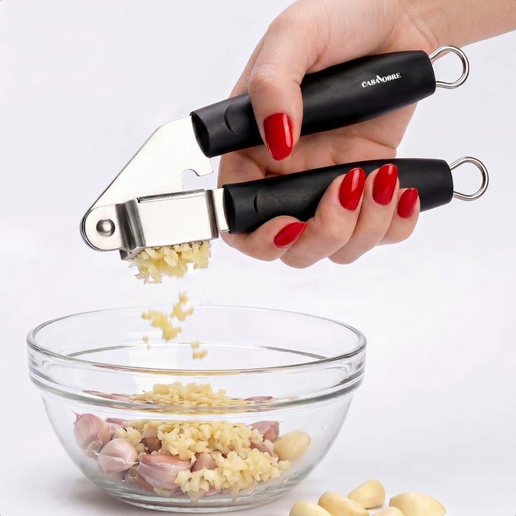 Amassador Espremedor De Alho Inox Manual 20cm Resistente Cozinha Profissional Fácil Uso