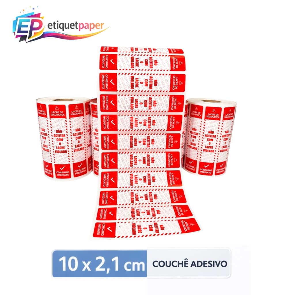 5000 Etiquetas Lacre de Segurança Delivery 10x2,1cm Adesivas Ifood Rappi 99 Pizzaria