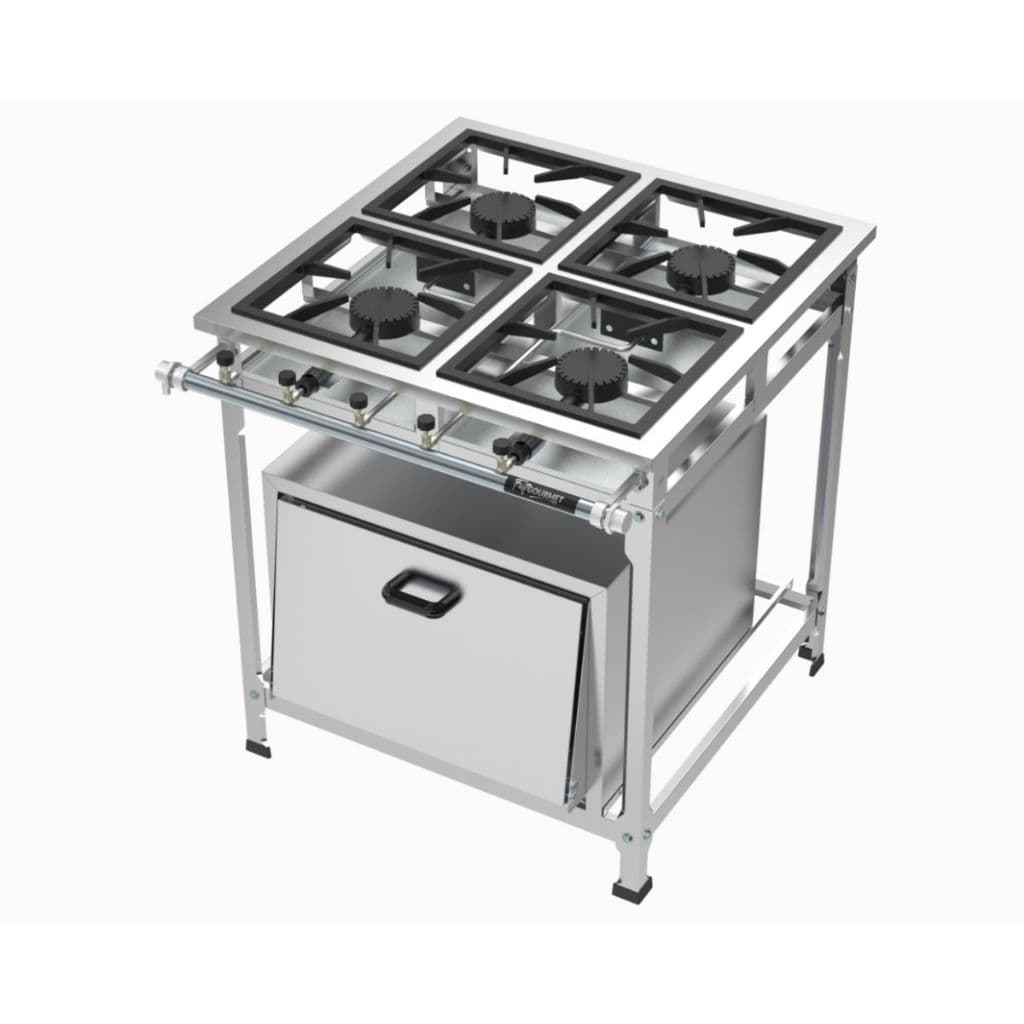 Fogão 4 Bocas Com Forno 70L Industrial Inox 430 Alta Pressão