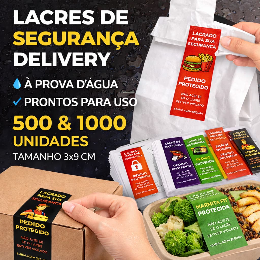LACRE DE SEGURANÇA DELIVERY 3x9cm | 500 ou 1000 UN | ADESIVO FECHA EMBALAGEM | PEDIDO PROTEGIDO