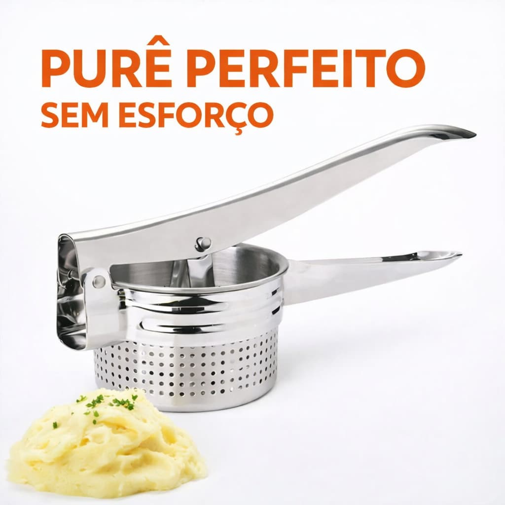 Espremedor de Batata Inox Profissional – Prensador Manual para Purê, Legumes e Alho