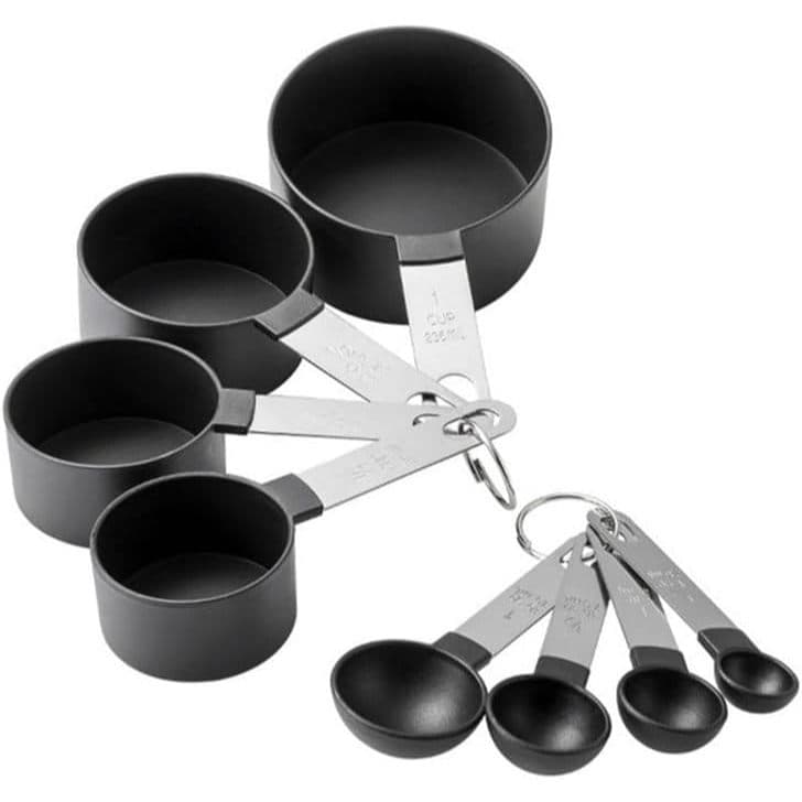 Conjunto colher e xicaras medidoras com 8 peças inox colher medidora prático ideal para receitas