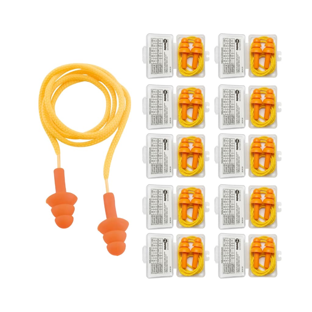 Kit 10 Protetor Auricular Plug Silicone Auditivo Cordão Epi Nove54 Ouvido Ruídos Obra Industria