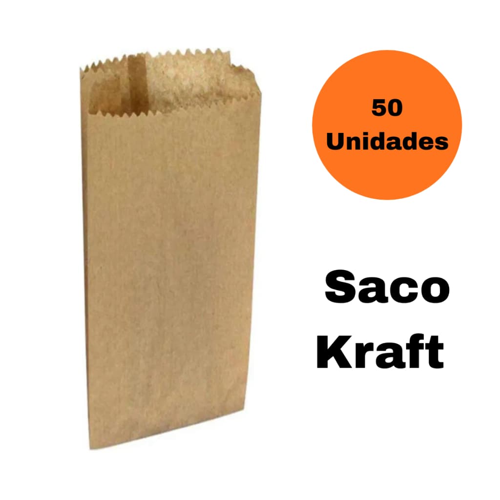 50 Sacos de Papel Pardo Kraft mix 15 kg (24x53) Saco pardo de padaria Balcão