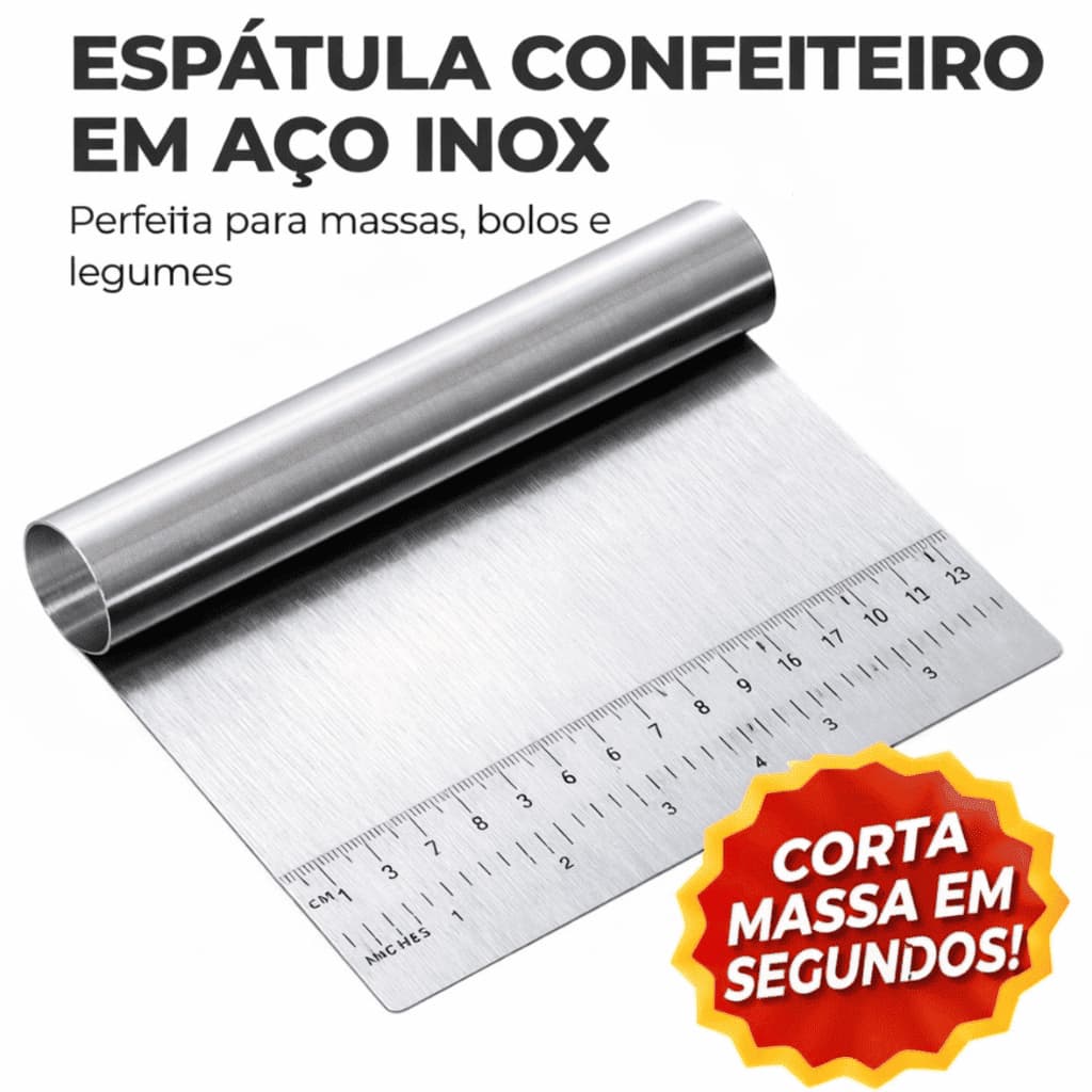 Espátula Confeiteiro Aço Inox 15cm Raspador de Massa Cortador de Legumes Alisador de Bolo Profissional