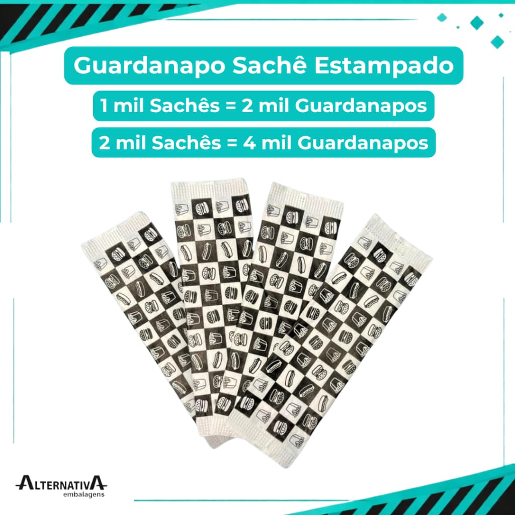 Guardanapo Sache Estampado 15x29cm Guardanapo de Papel para Talheres e Delivery