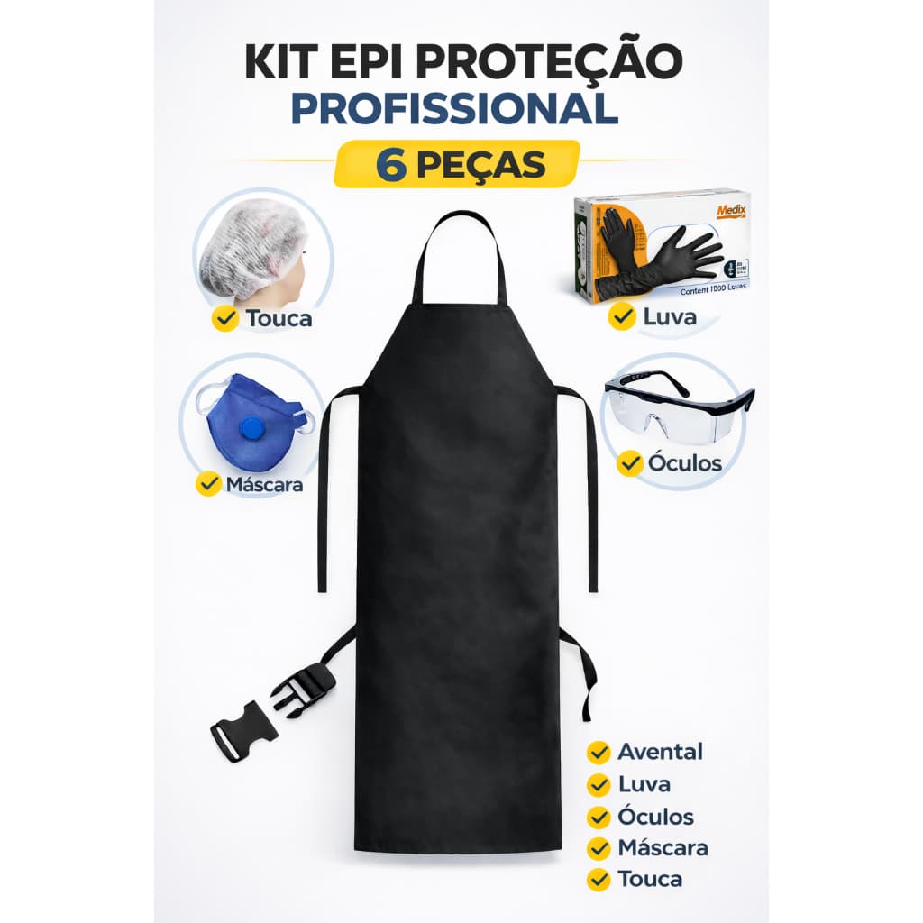Kit Epi Cozinha Limpeza completo servicos gerais luva nitrilica touca avental