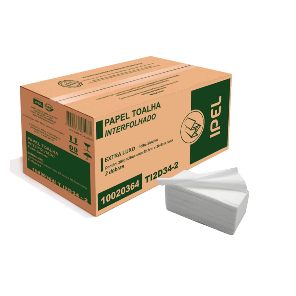 Papel Toalha Interfolha Premium 2000 Folhas Dupla Face Alta Absorção  Macio, Econômico e Resistente  2 Dobras 22,5x20
