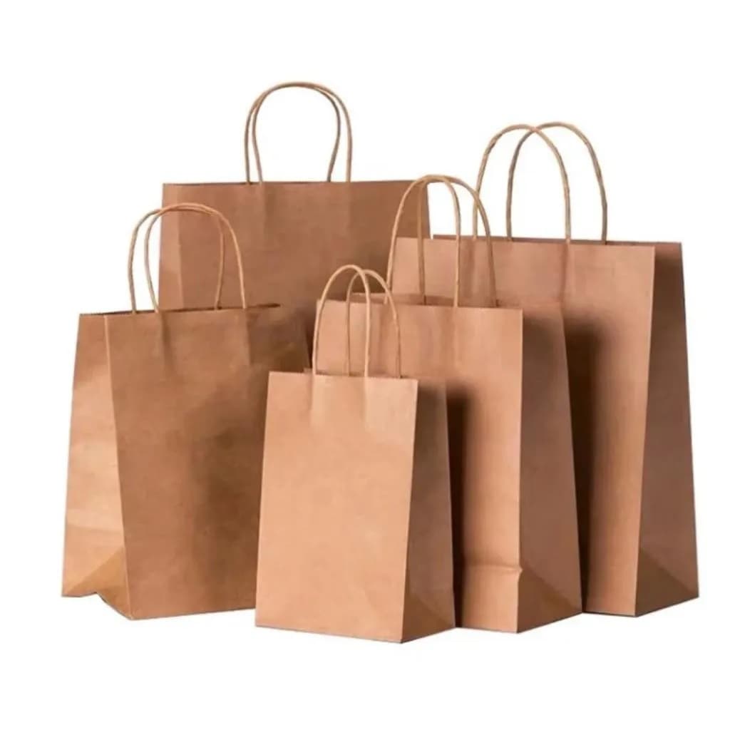 Kit 100 Sacolas Kraft Media 31x26x13 Alça Torcida - Ideal Para Lojas Boutique E Delivery Premium NF