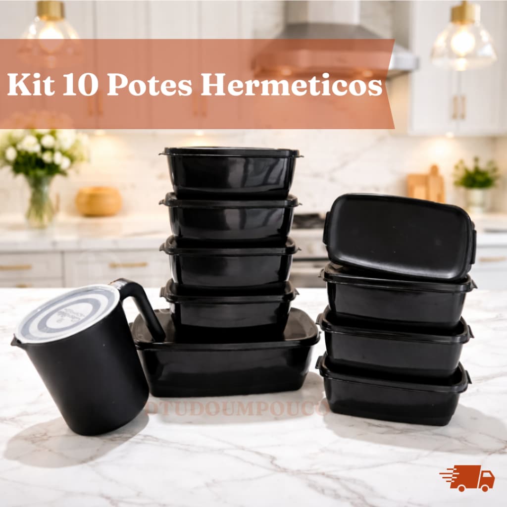 Kit 10 Peças Potes Hermético Retangular Armazenamento de Alimentos geladeira organização