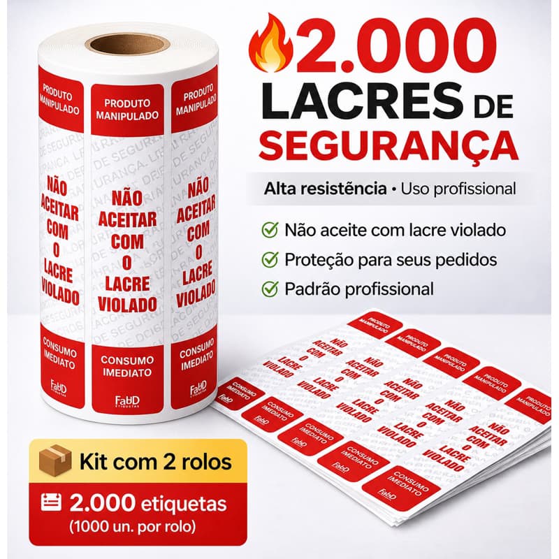 2000 Etiquetas Lacre Segurança Para Delivery Ifood Alimentos