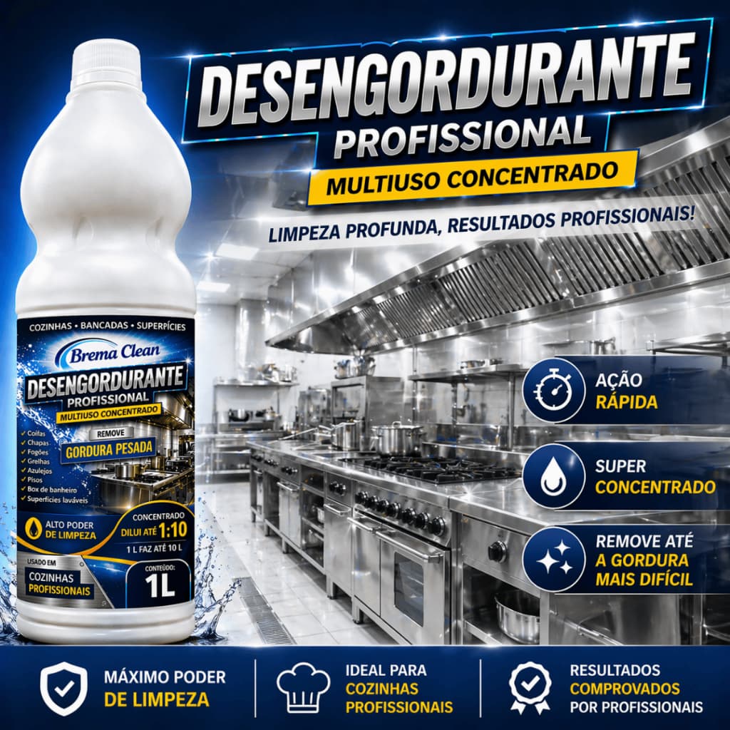Desengordurante Multiuso Profissional Remove Gordura Pesada Cozinha Industrial Fogão Coifa Limpeza