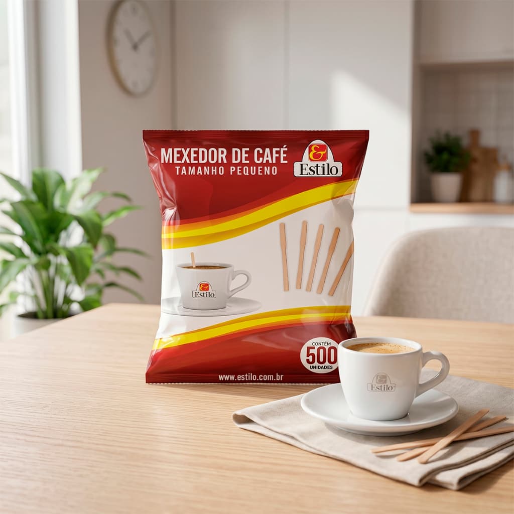 Mexedor de Madeira para Café 8,5 cm Econômico Descartável e Sustentável