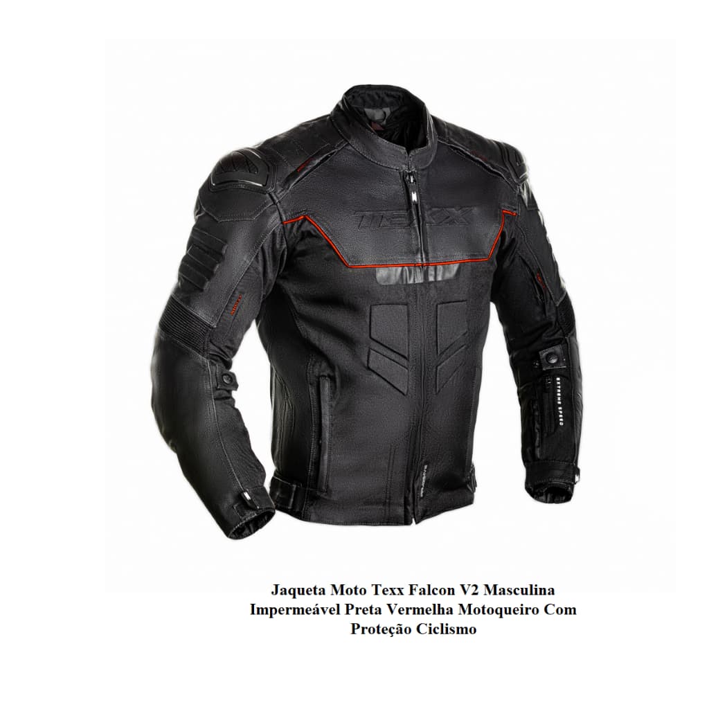 Jaqueta Moto Texx Falcon V2 Masculina Impermeável Preta Vermelha Motoqueiro Com Proteção Ciclismo