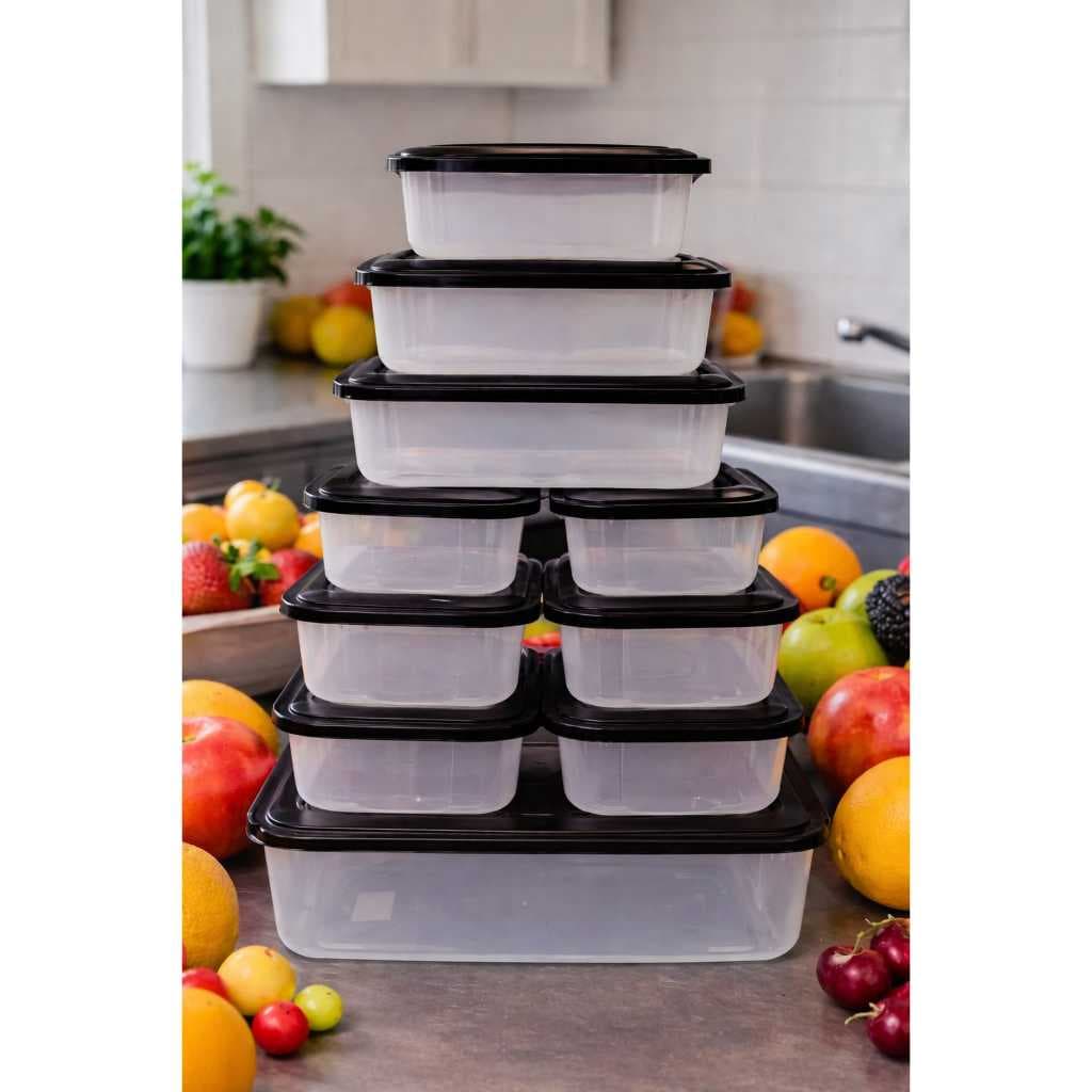 Jogo De Potes Conjunto 10 Peças Herméticos Organizadores Alimentos Cozinha  4 Litros Médio 1L Pequeno 500ml Kit vasilhas