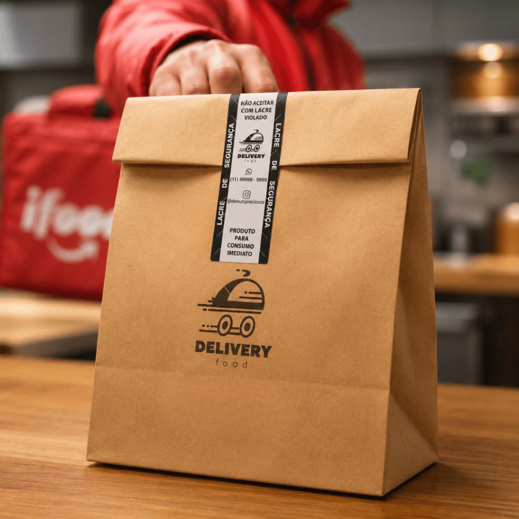1000 Lacre de Segurança Personalizado | Etiqueta Adesiva de Segurança 10x3cm para Delivery | Etiqueta Destrtutível