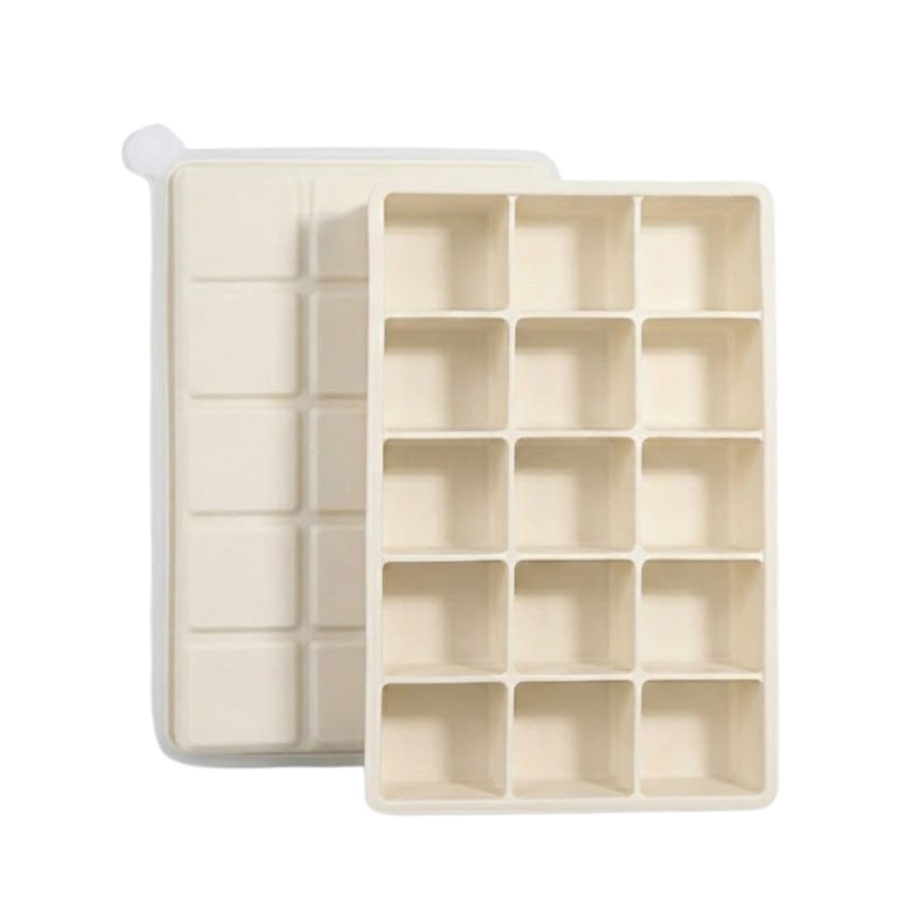 SYMEON Kit 2 Forma de Gelo Branca de Silicone C/ Tampa 15 Cubos