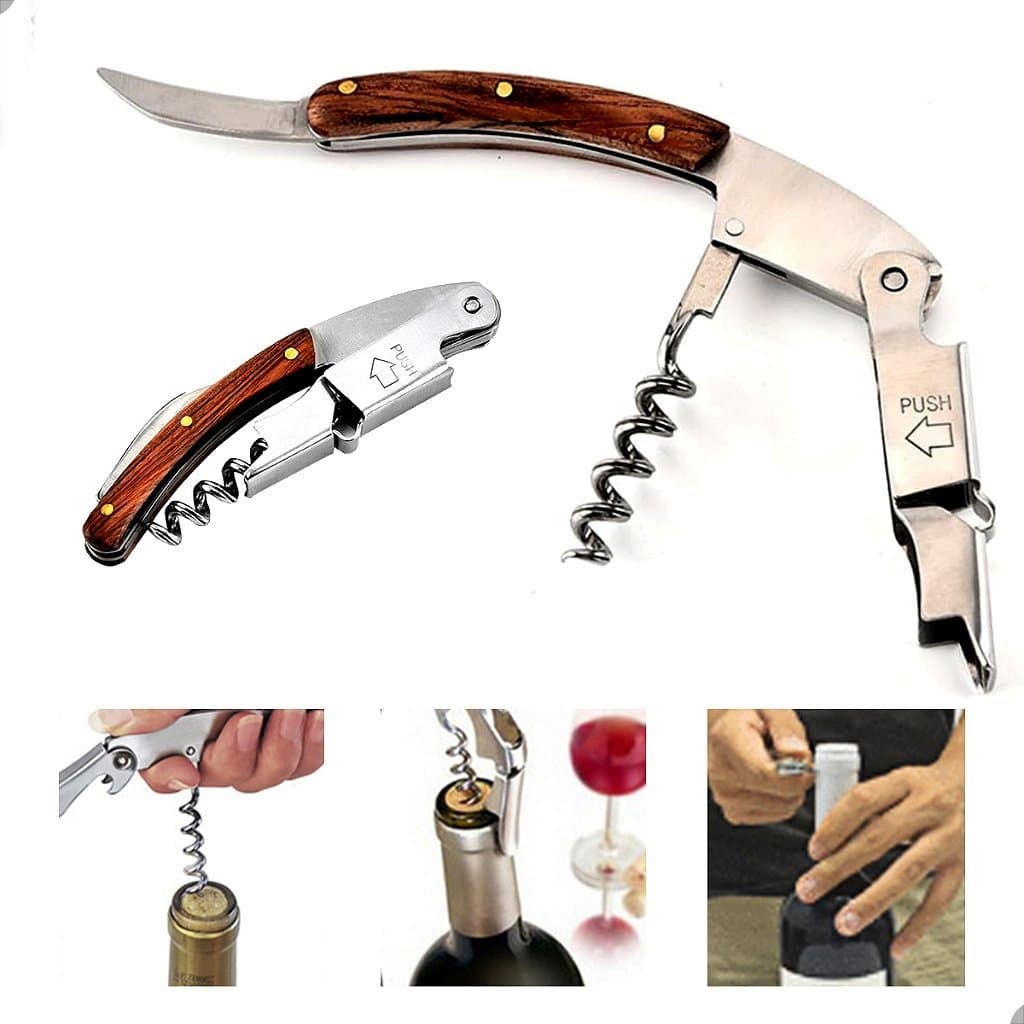 Saca-rolhas Sommelier Profissional Lorben Cabo Madeira Inox Dupla Articulação