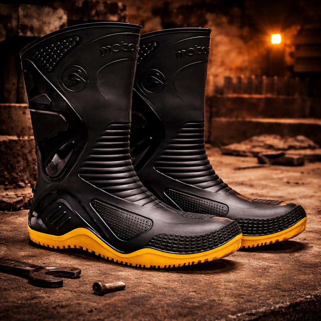Bota Bracol Cano Curto PVC 84BPM600 Preta Solado Amarelo para Proteção Chuva Moto Motoqueiro Motoboy Impermeável Moto