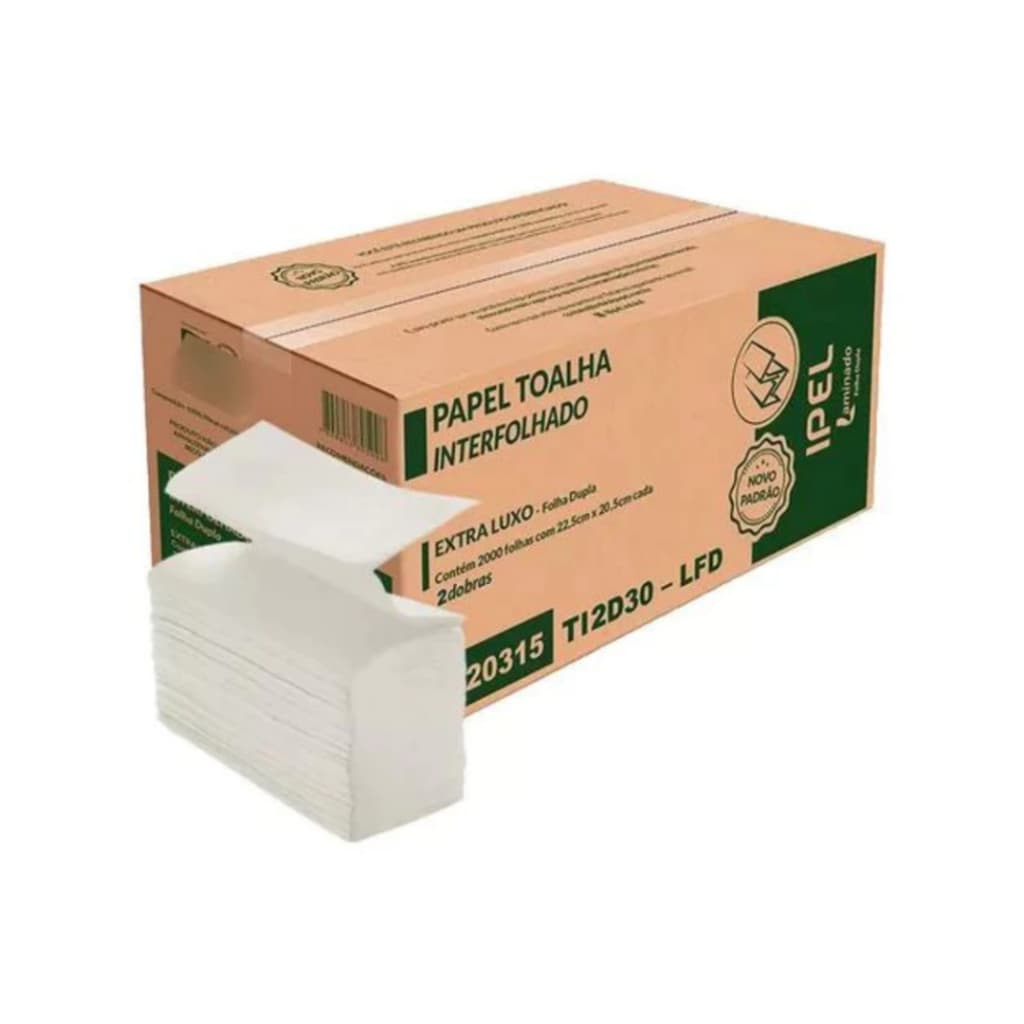 Papel Toalha Interfolha Dupla Ipel 2 Dobras 2000 Folhas