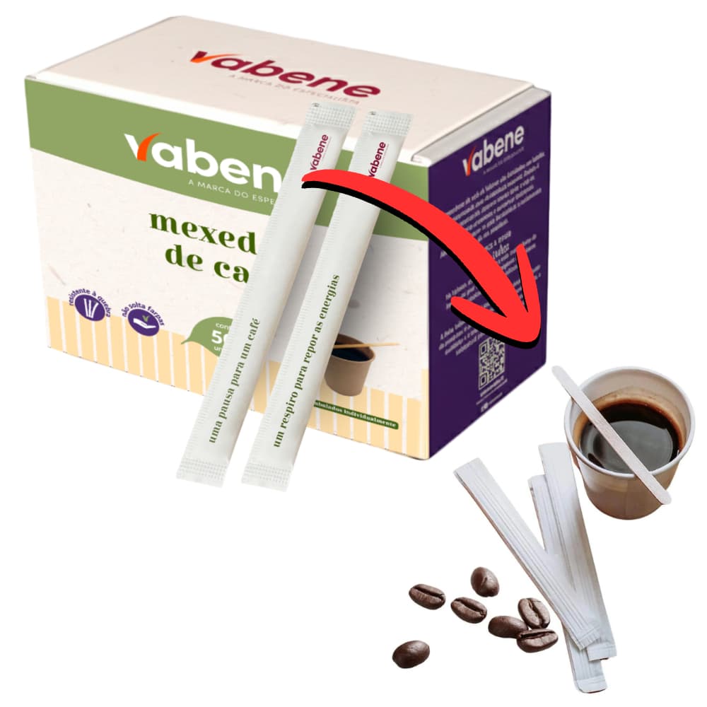 Palheta mexedor de café de bambu 11cm 500 unidades biodegradável EMBALADO