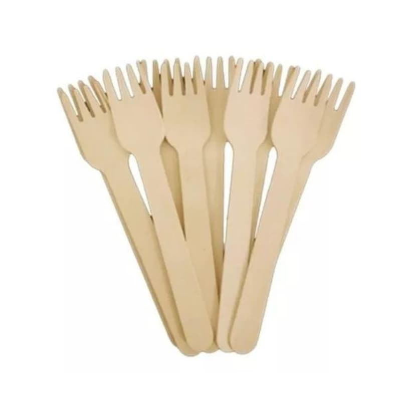 Kit 100 Unidades Garfos Descartáveis De Madeira Biodegradável 16cm