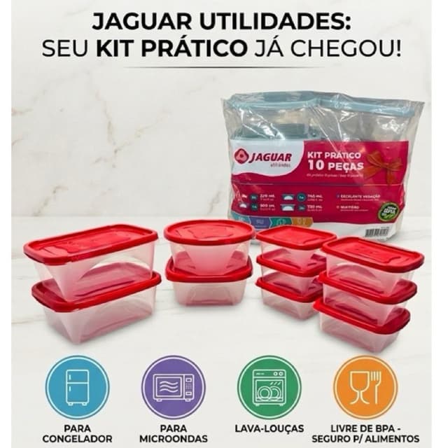 Potes Herméticos Jaguar kit 10 Peças – Organização Total na Sua Cozinha