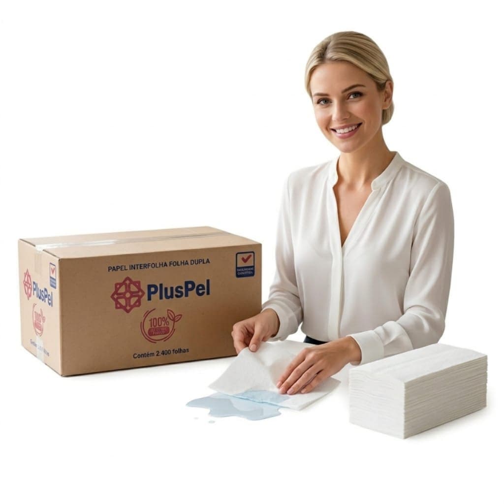 Papel Interfolha Folha dupla 2400 Folhas Alta Absorção para Banheiro e Cozinha Papel Toalha Profissional