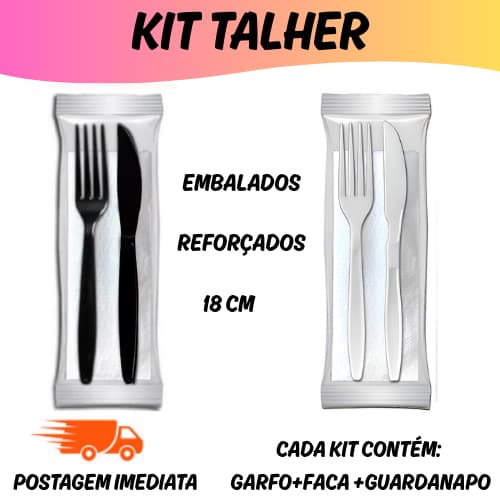 100 KITS GARFO E FACA DESCARTAVEL EMBALADOS PARA DELIVERY