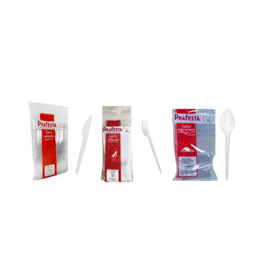 Talher Descartável Prafesta Colher Garfo ou Faca Plástico Resistente para  Restaurante e Delivery