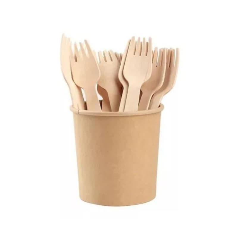 200 Unidades Garfos De Madeira Descartáveis Biodegradável 16cm
