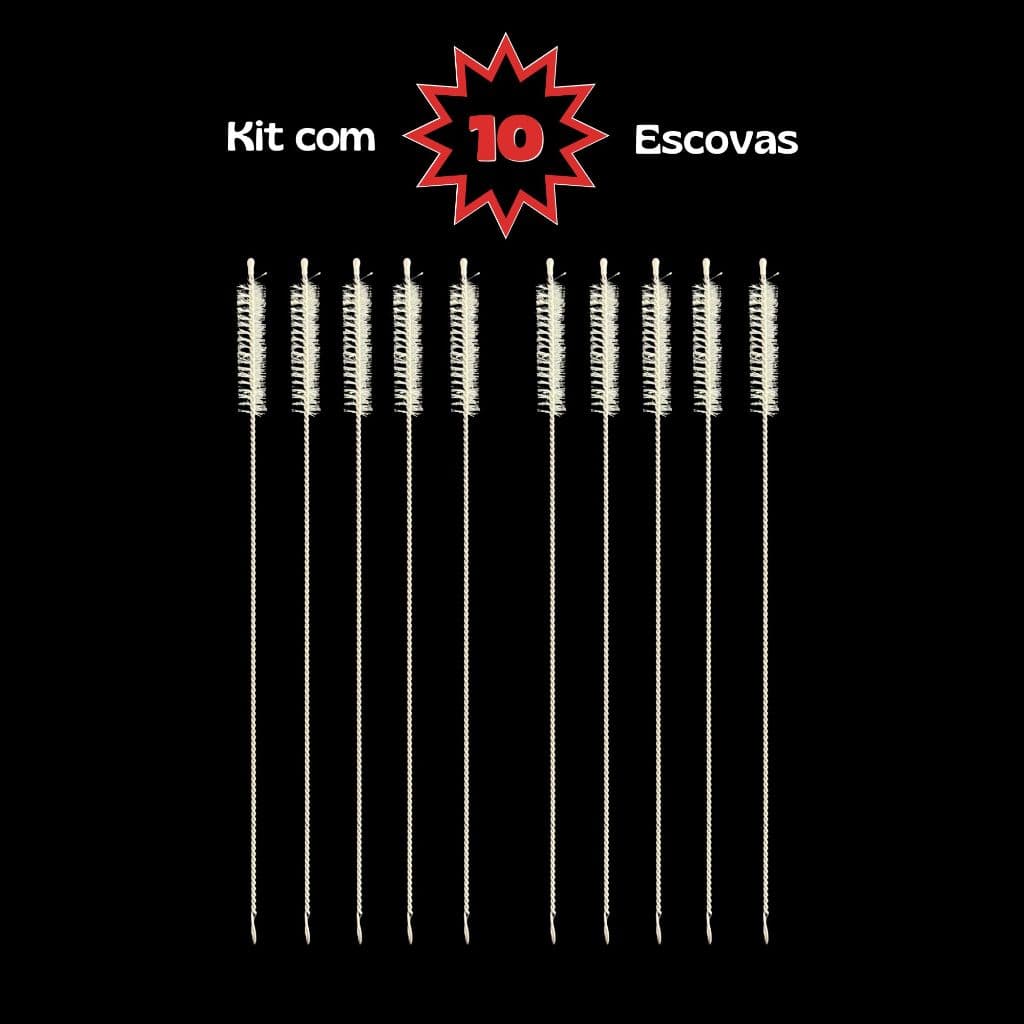Kit 3~10 Escova de Limpeza Inox Reutilizável Multiuso para Canudos, Tubos, Garrafas