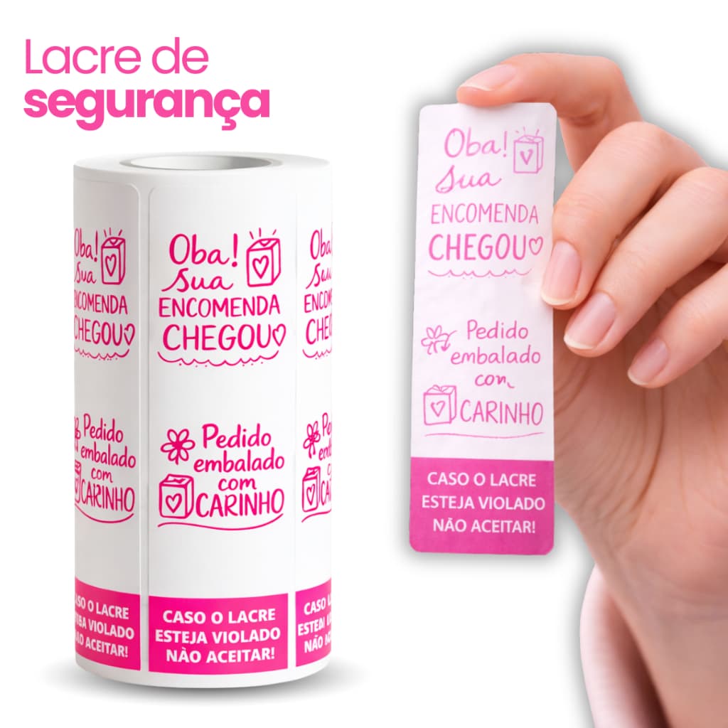 Lacre Adesivo Rosa Delivery Caso Violado Não Aceitar Pizza Marmitex Etiqueta Segurança Caixa