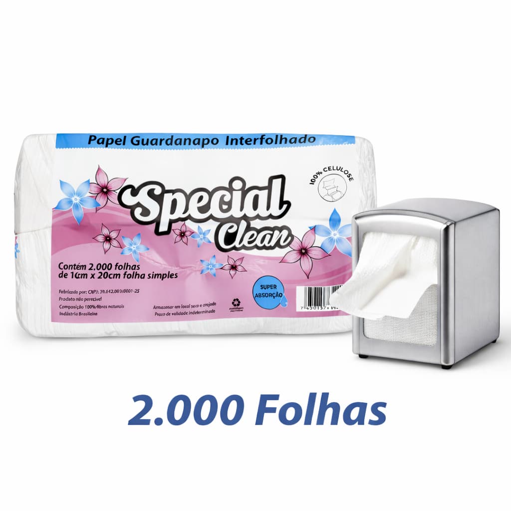 Papel Guardanapo Interfolha 2000fl 10x20 Clean 100% Celulose